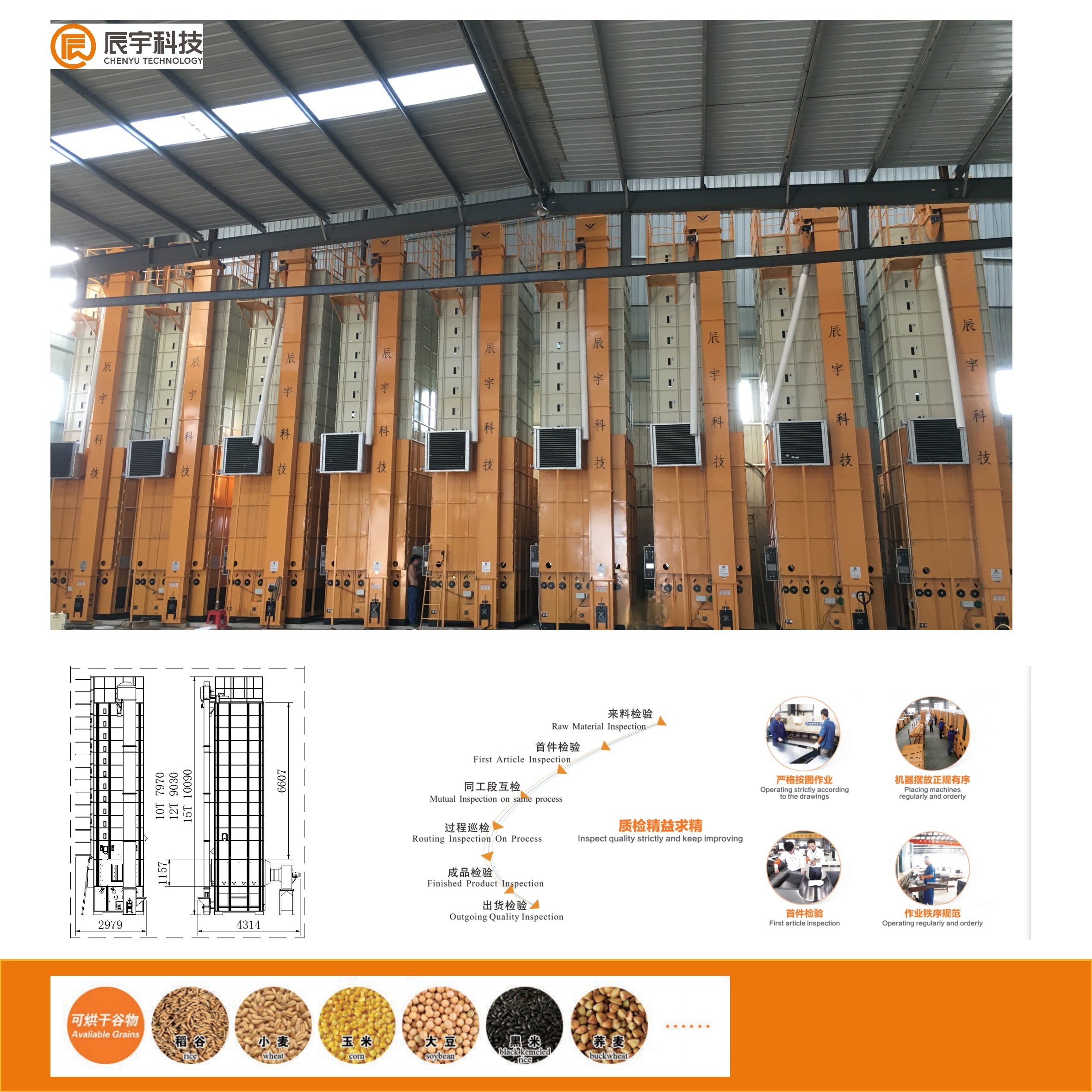 Batch Type Rice Paddy Dryer Machine 12T/Batch 2800 Kg With Heating Exchange